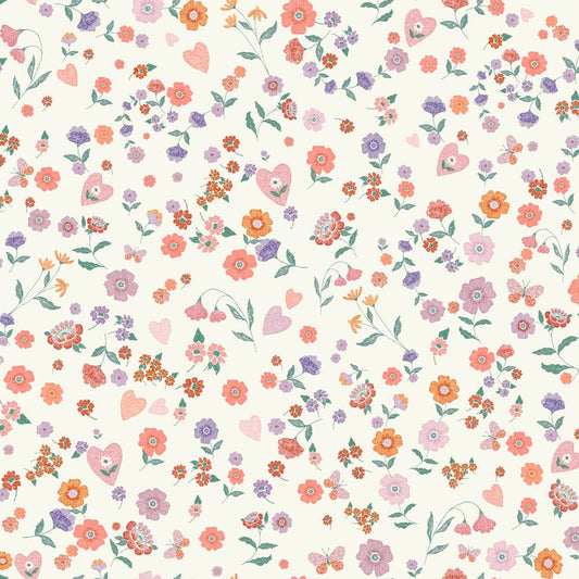 122396 - Woodland Ditsy Wallpaper - Lavender & Peach - Next