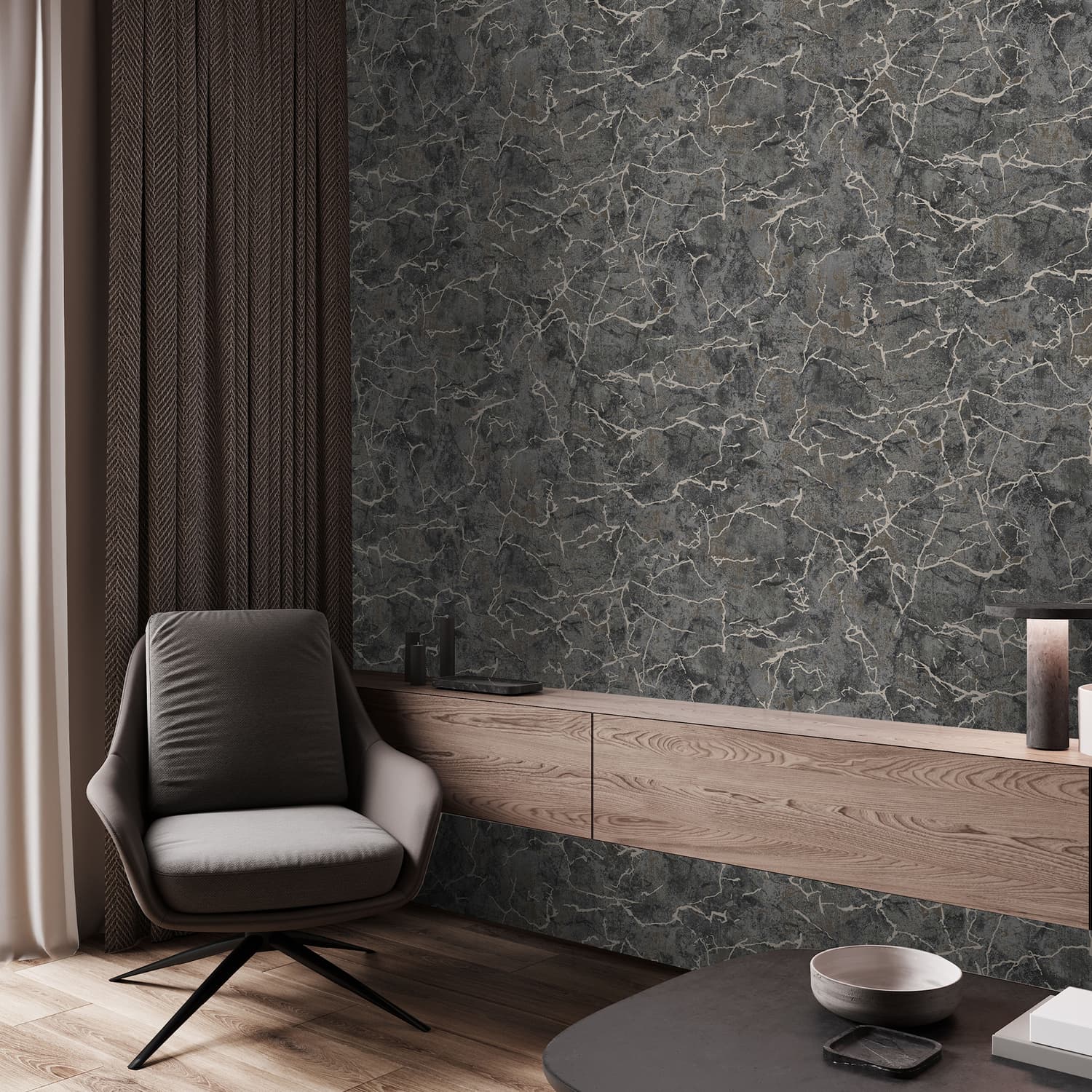 122428 - Carrara Wallpaper - Onyx - Boutique Luxury