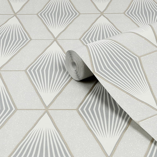 122640 - Chicago Geo Wallpaper - Grey - Superfresco Easy