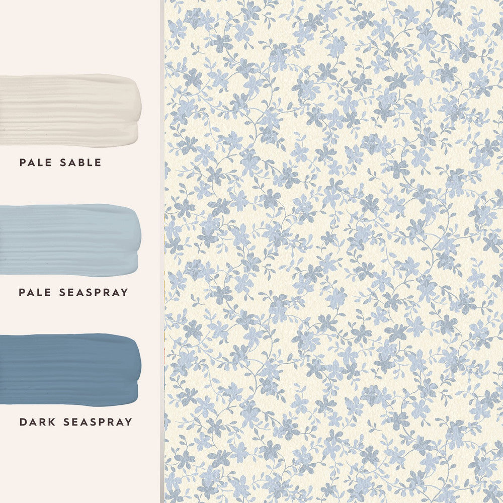 122744 - Misterton Trail Wallpaper - Pale Seaspray Blue - Laura Ashley