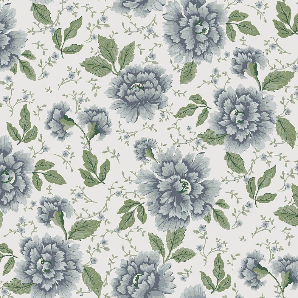 122747 - Pickworth Posy Wallpaper - Pale Seaspray Blue - Laura Ashley