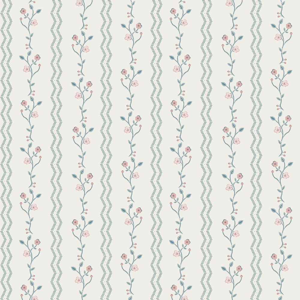 122748 - Blencow Stripe Wallpaper - Dark Duck Egg Blue - Laura Ashley