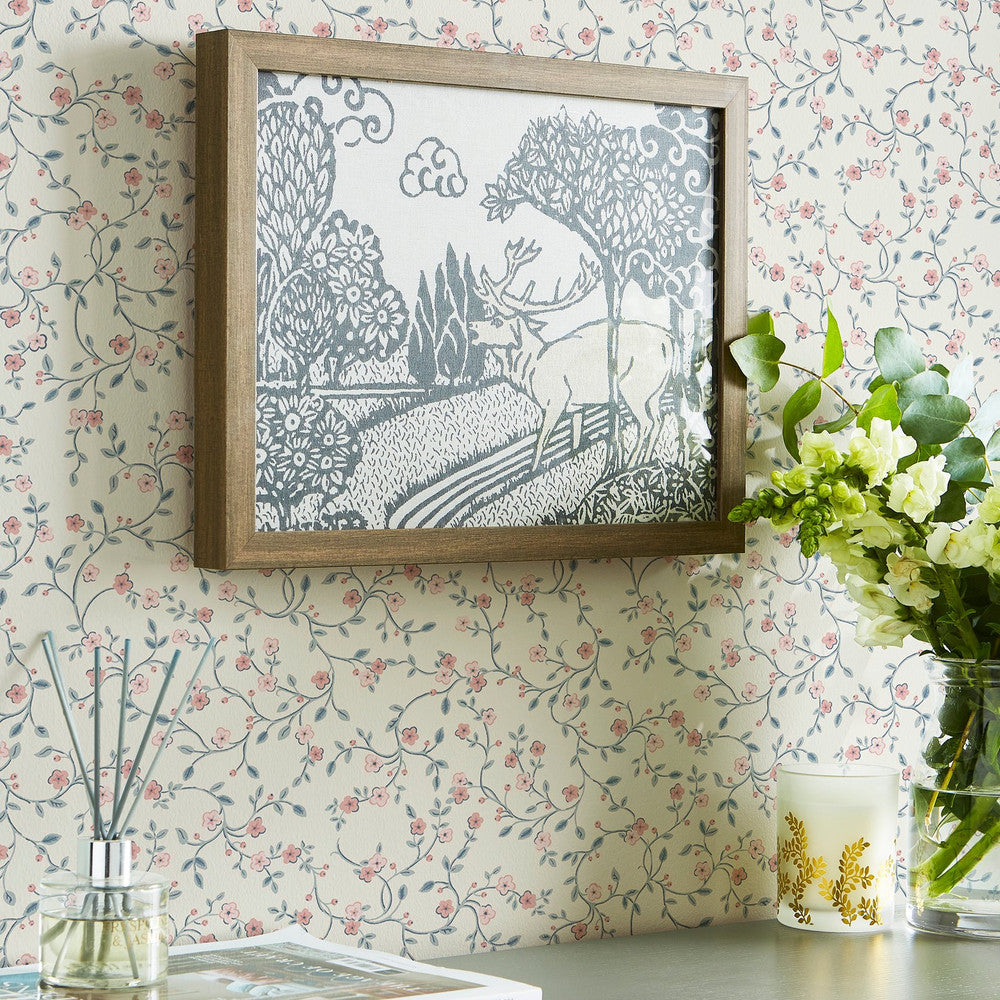 122749 - Blencow Sprig Wallpaper - Dark Duck Egg Blue - Laura Ashley