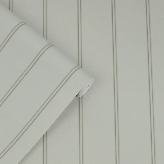 122757 - Chalford Wood Panelling Wallpaper - Sage Green - Laura Ashley