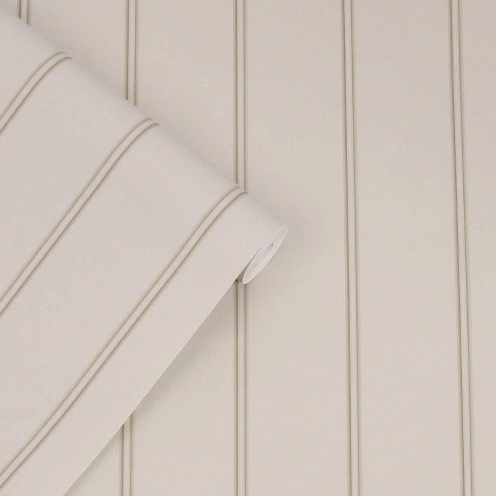 122759 - Chalford Wood Panelling Wallpaper - Dove Grey - Laura Ashley