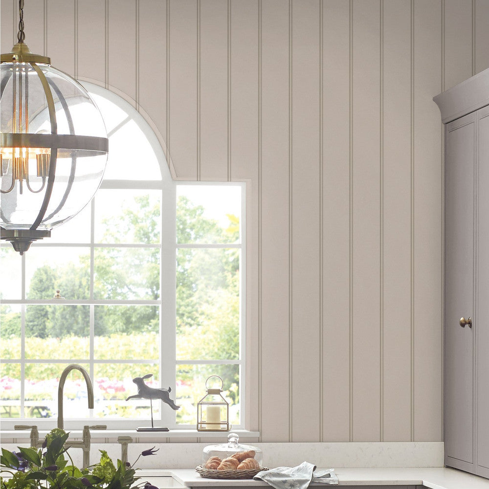 122759 - Chalford Wood Panelling Wallpaper - Dove Grey - Laura Ashley