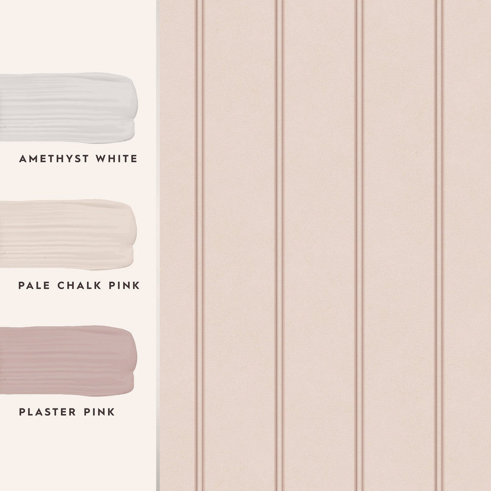 122760 - Chalford Wood Panelling Wallpaper - Plaster Pink - Laura Ashley