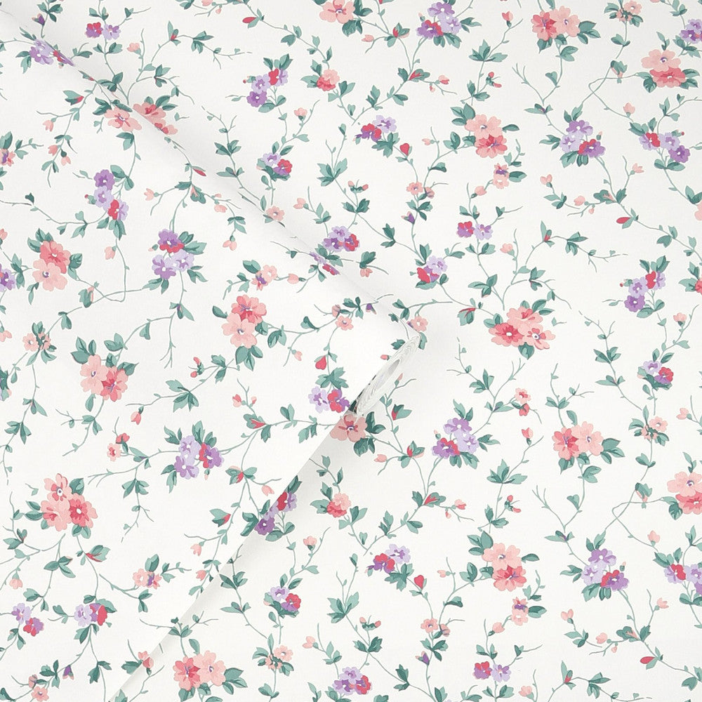 122765 - Priory Wallpaper - Coral Pink - Laura Ashley