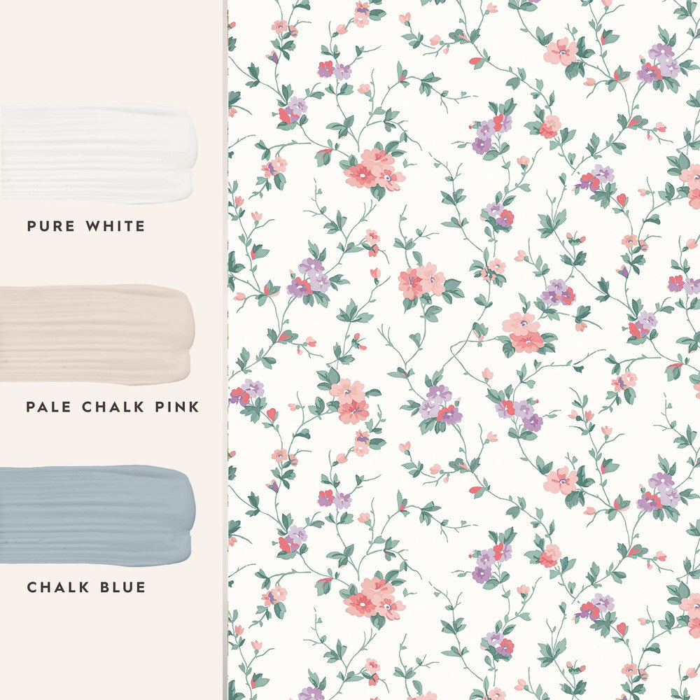 122765 - Priory Wallpaper - Coral Pink - Laura Ashley