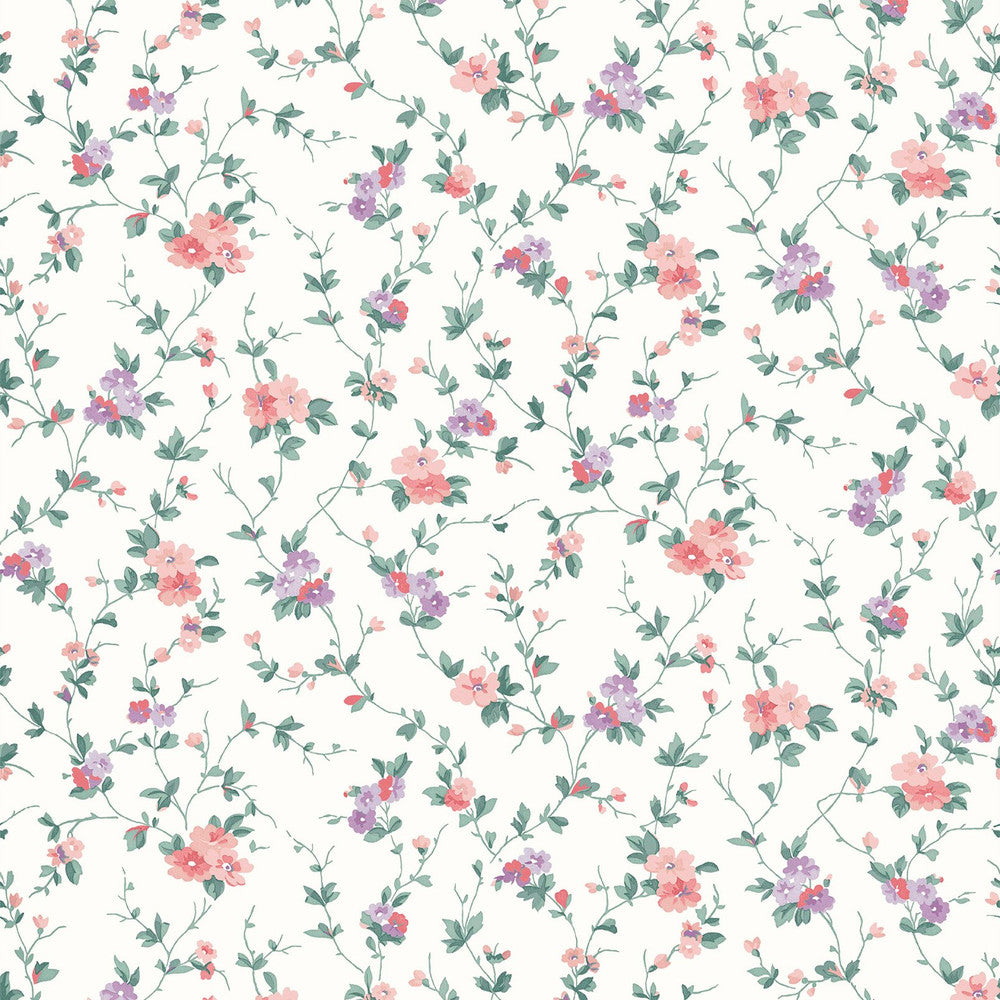122765 - Priory Wallpaper - Coral Pink - Laura Ashley