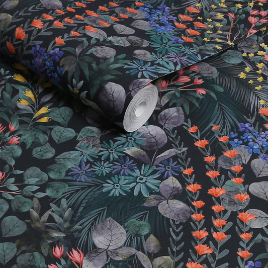 122877 - Rich Rebel Eden Brights Wallpaper - Blue - Next