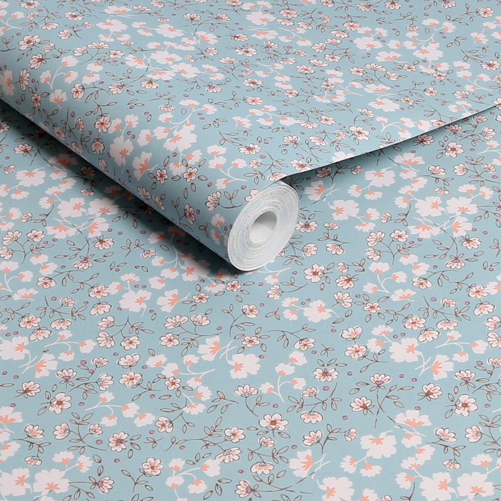 122883 - Calm Ditsy Floral Wallpaper - Duck Egg - Next
