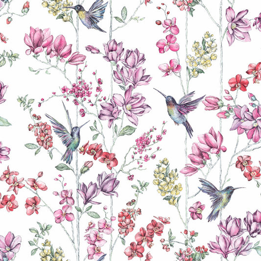 12390 - Charm Wallpaper - White/Multi - Holden Decor
