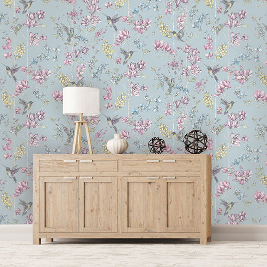 12391 - Charm Wallpaper - Duck Egg/Pink - Holden Decor
