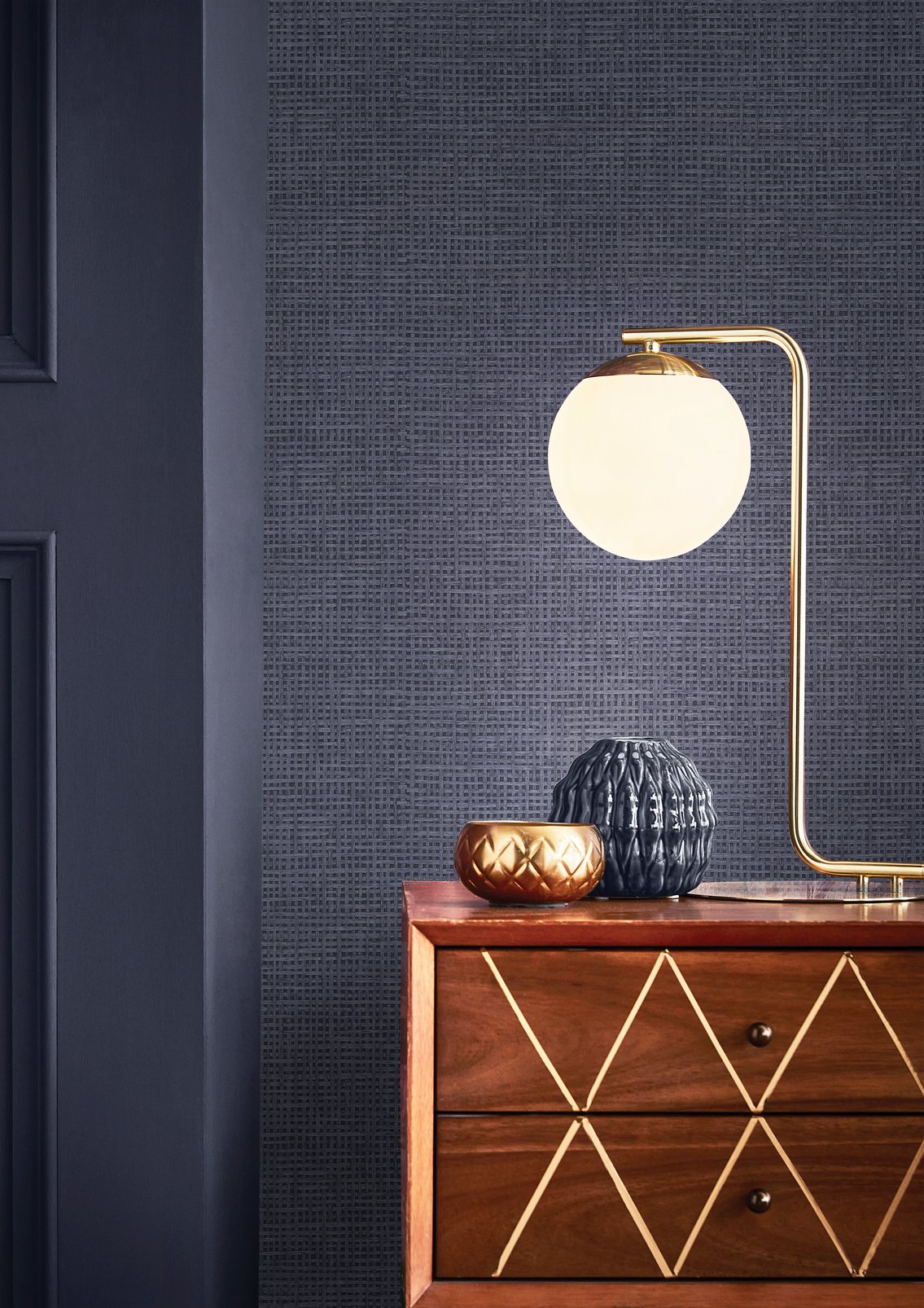 124092 - Rustic Weft Wallpaper - Denim - Graham & Brown