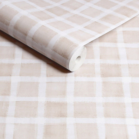124904 - Gingham Wallpaper - Natural - Next