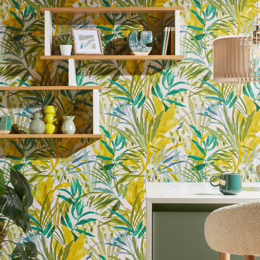 124905 - Wonderland Jungle Leaves Wallpaper - Green - Next