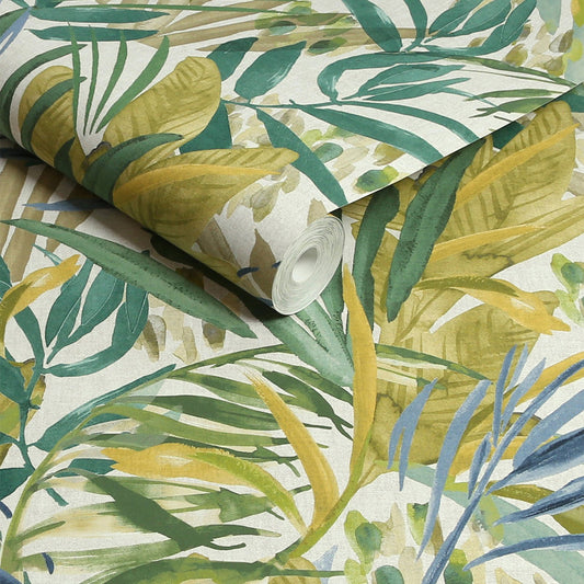 124905 - Wonderland Jungle Leaves Wallpaper - Green - Next