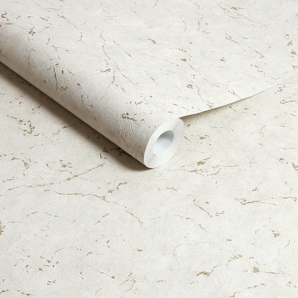 125066 - Gilded Plaster Wallpaper - Stone Pale Gold - Superfresco Easy