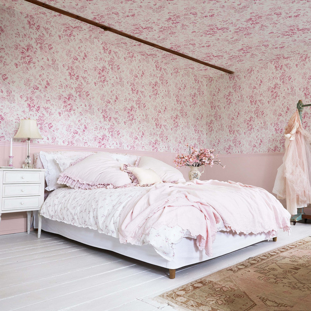 125110 - Romantic Rose Wallpaper - Pink - Shabby Chic