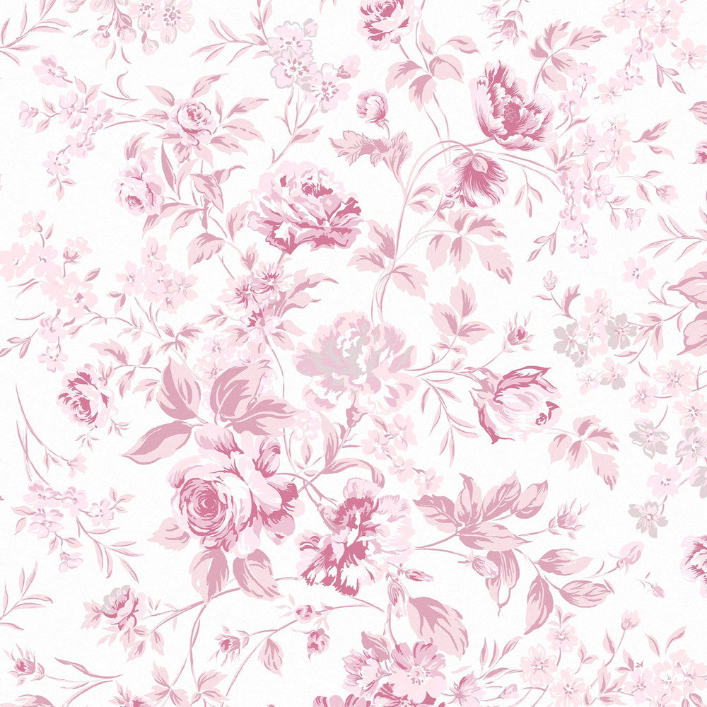 125110 - Romantic Rose Wallpaper - Pink - Shabby Chic