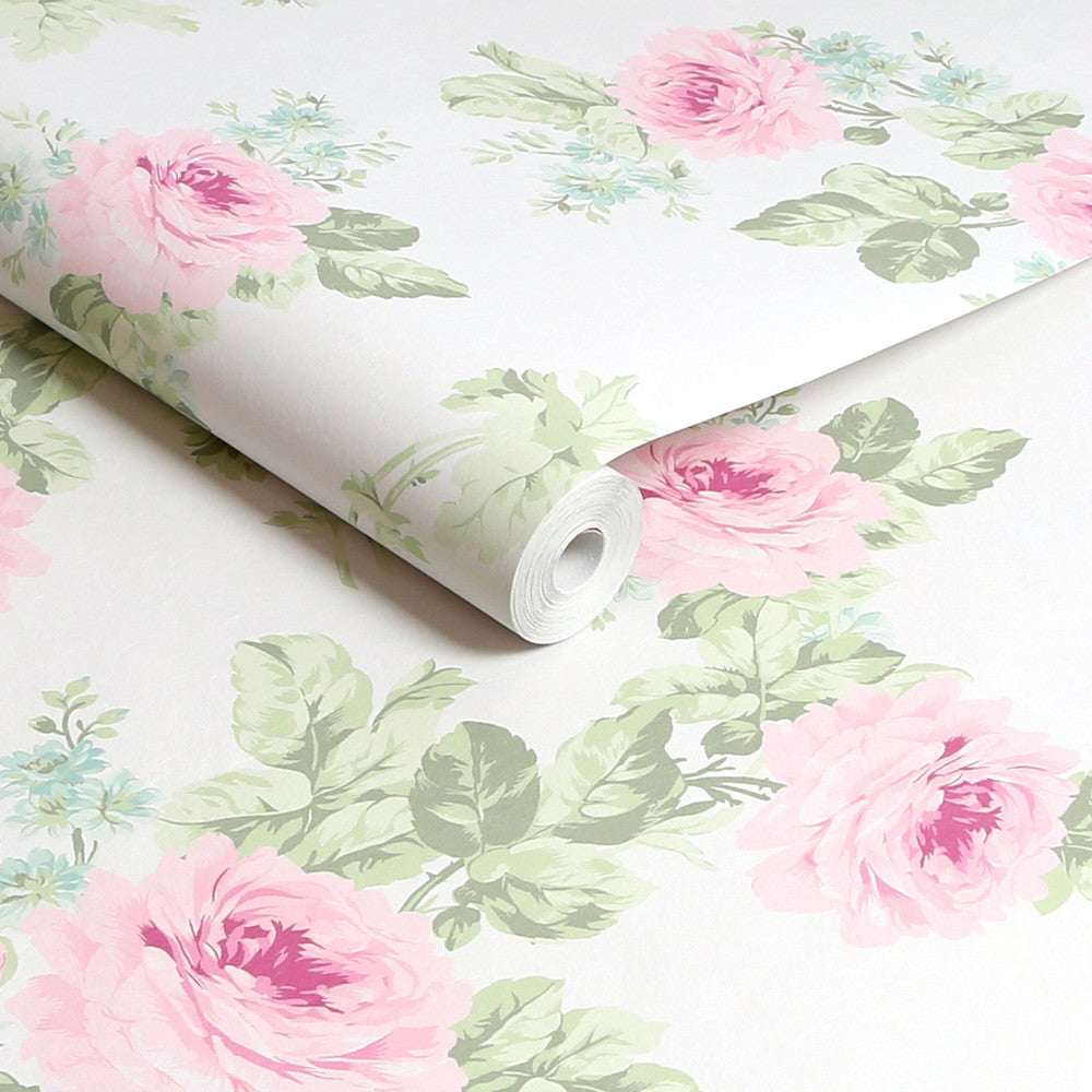 125111 - Royal Bouquet Wallpaper - Pink - Shabby Chic