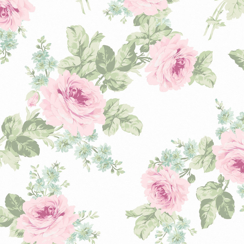 125111 - Royal Bouquet Wallpaper - Pink - Shabby Chic
