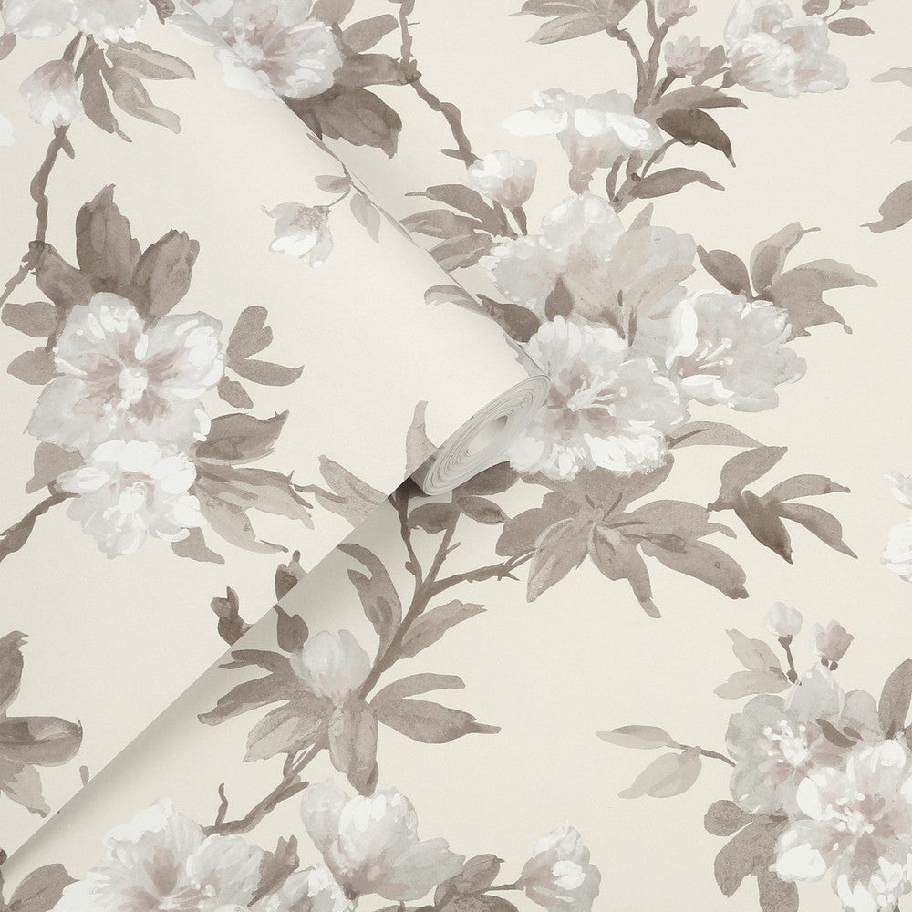 127389 - Rosamund Wallpaper - Natural - Laura Ashley