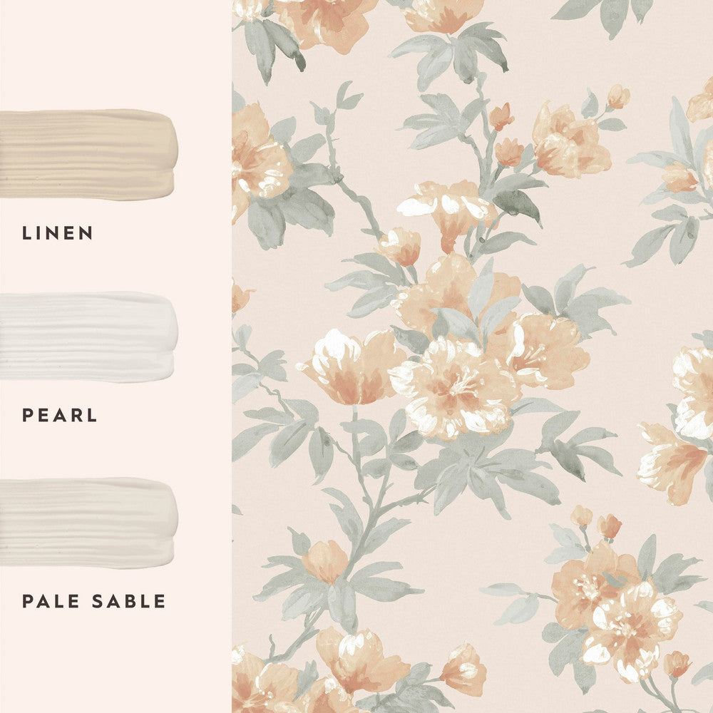 127390 - Rosamund Wallpaper - Apricot - Laura Ashley
