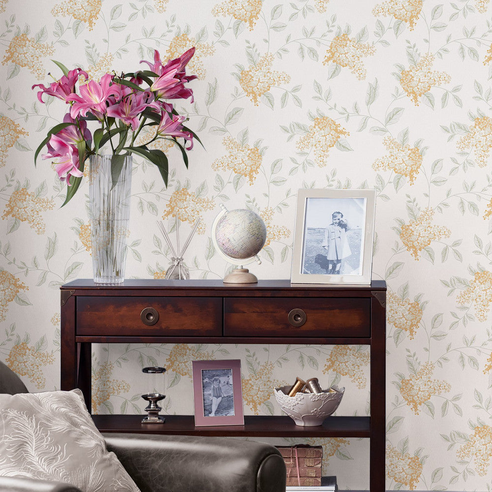 127394 - Portland Wallpaper - Apricot - Laura Ashley
