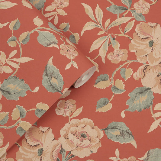 127395 - Alyworth Trail Wallpaper - Terracotta - Laura Ashley