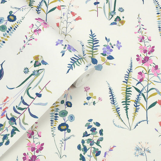 127401 - Meadowvale Sprigs Wallpaper - Violet - Laura Ashley
