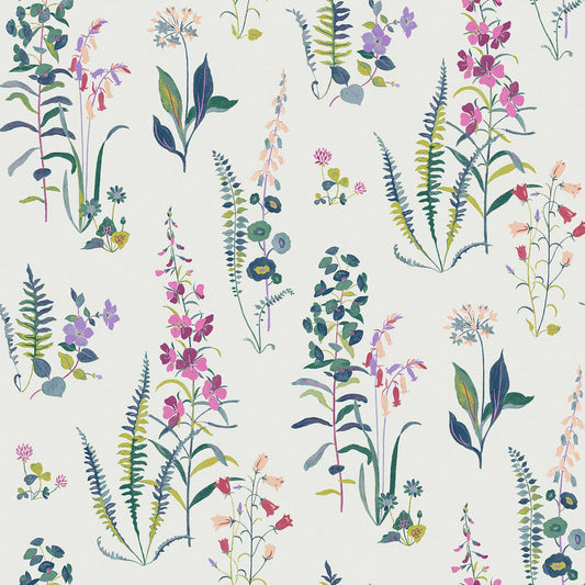 127401 - Meadowvale Sprigs Wallpaper - Violet - Laura Ashley