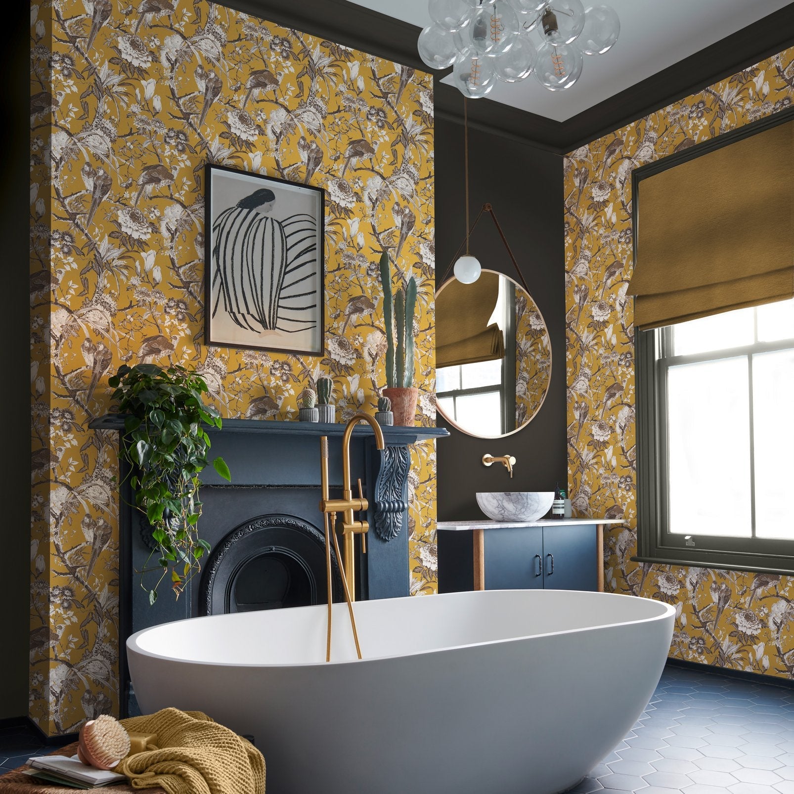 127912 - Perrow Wallpaper - Yellow - Graham & Brown