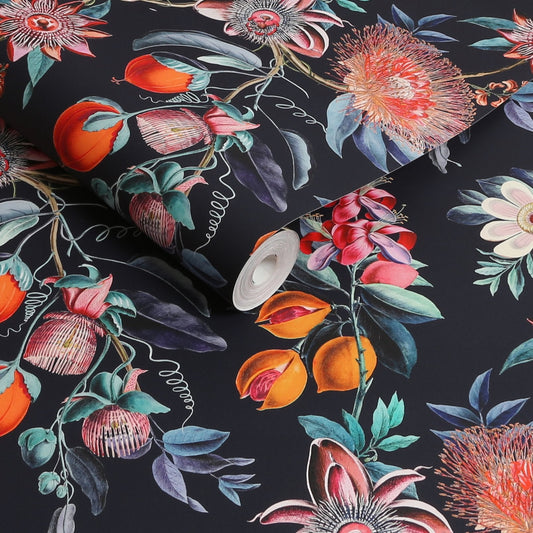 127917 - Physic Garden Wallpaper - Navy - Graham & Brown