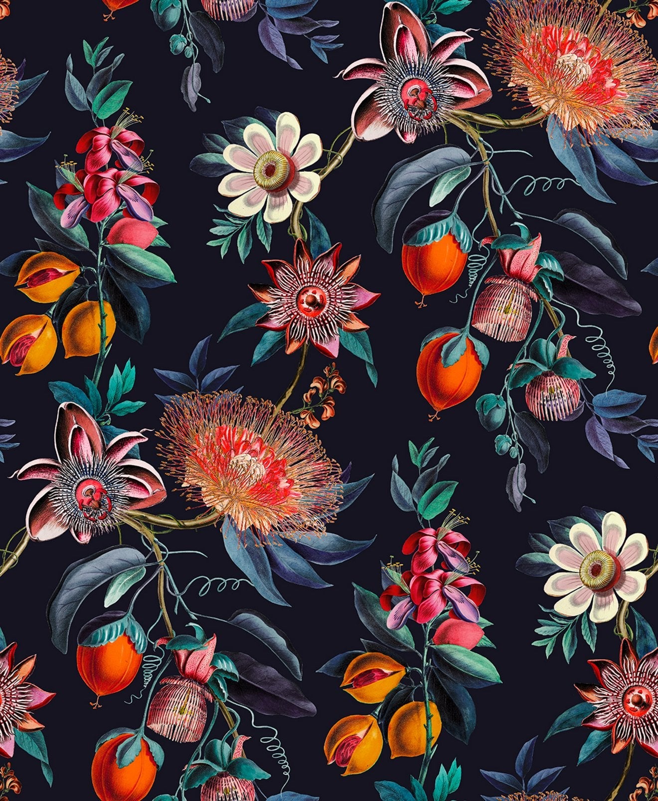 127917 - Physic Garden Wallpaper - Navy - Graham & Brown