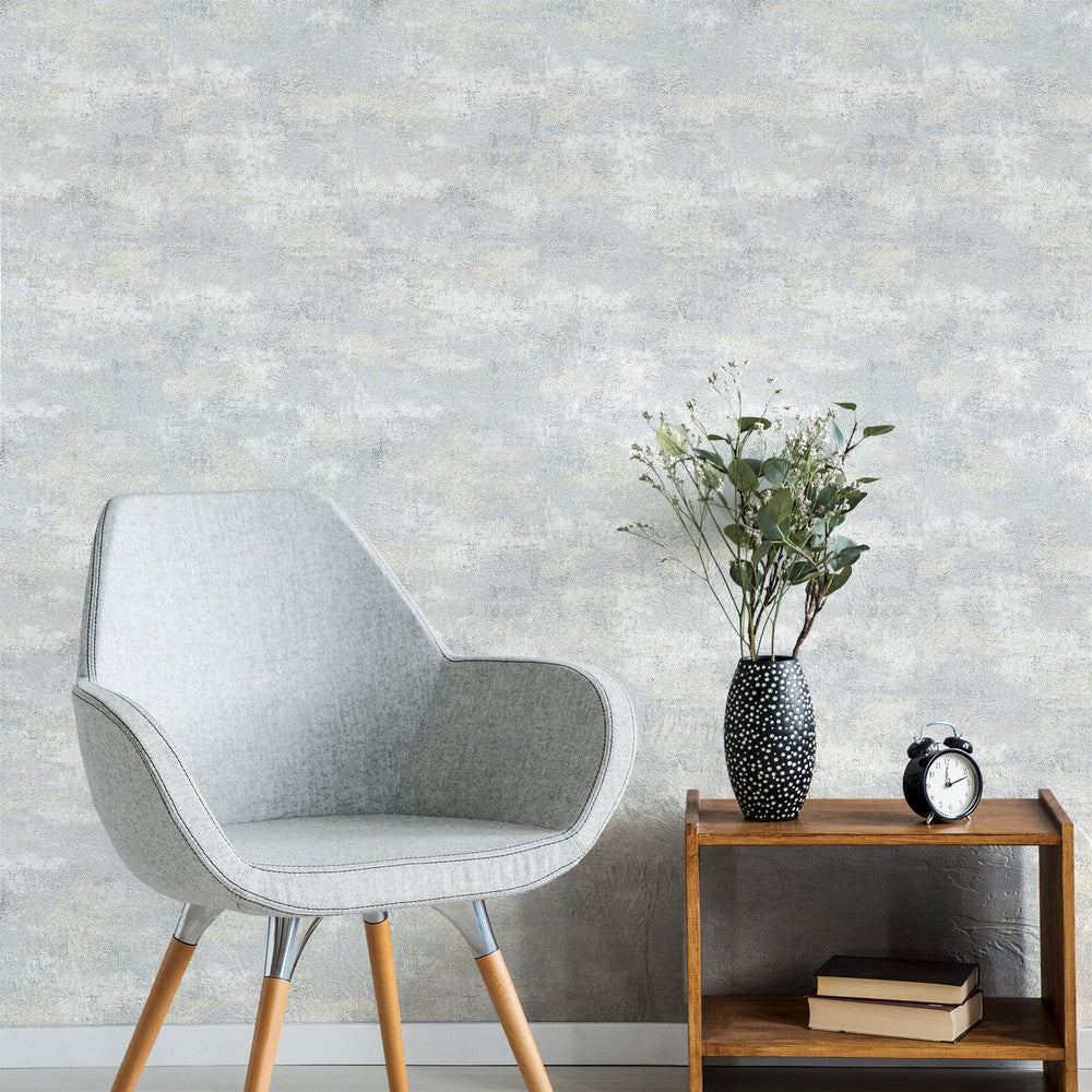 128793 - Urban Plaster Wallpaper - Silver - Boutique Luxury