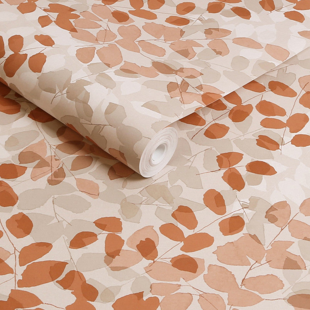 128829 - Forest Floor Wallpaper - Burnt Orange - Next