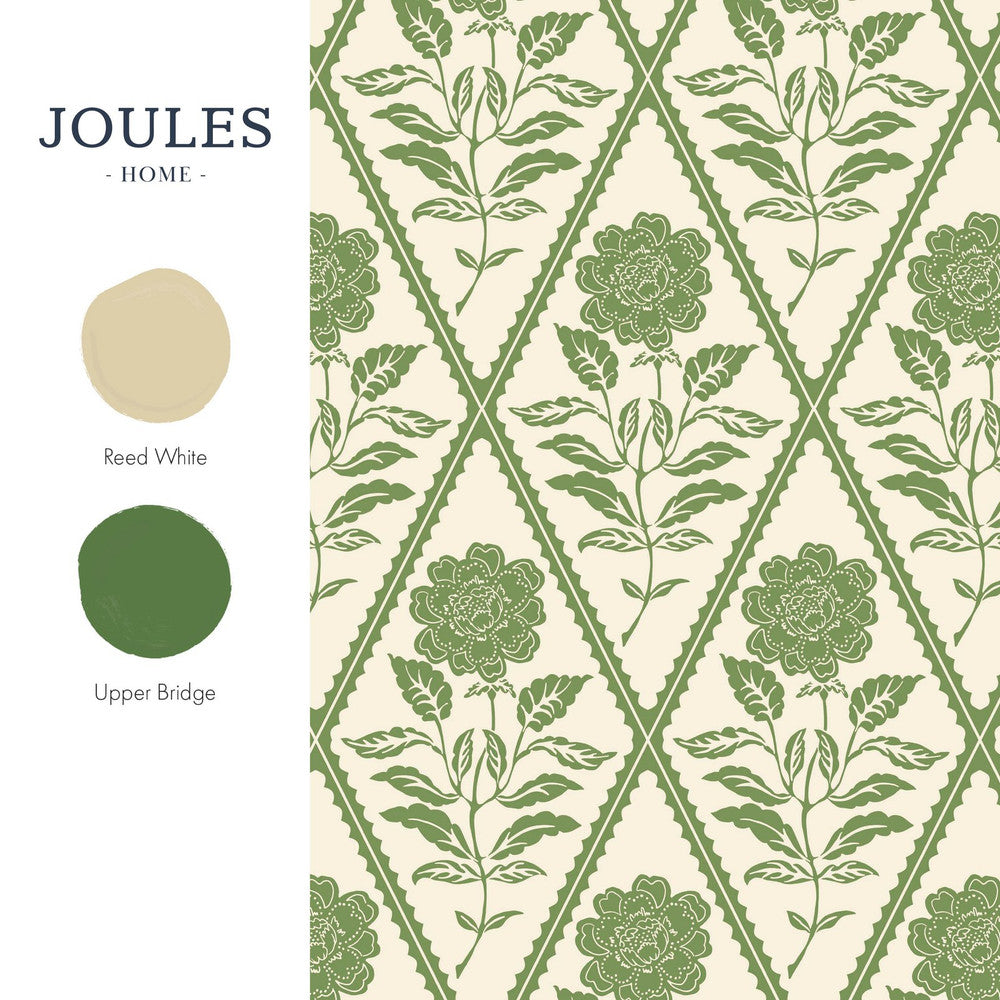 128911 - Juliette Floral Wallpaper - Cream & Green - Joules