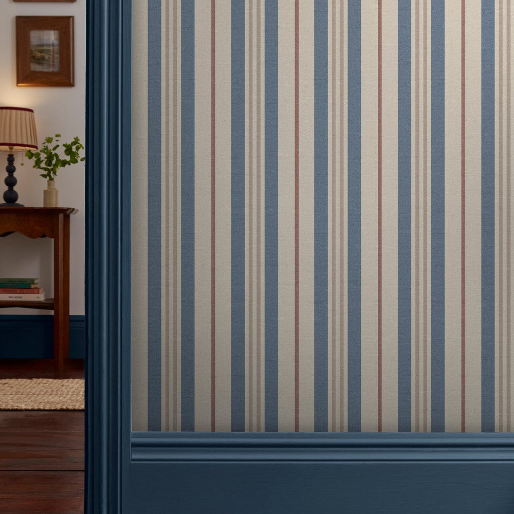 128926 - Grove Stripe Wallpaper - Pink & Blue - Joules
