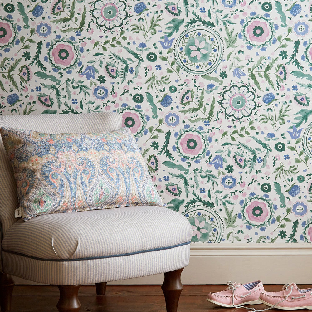 128959 - Festival Flowers Wallpaper - Cream - Joules