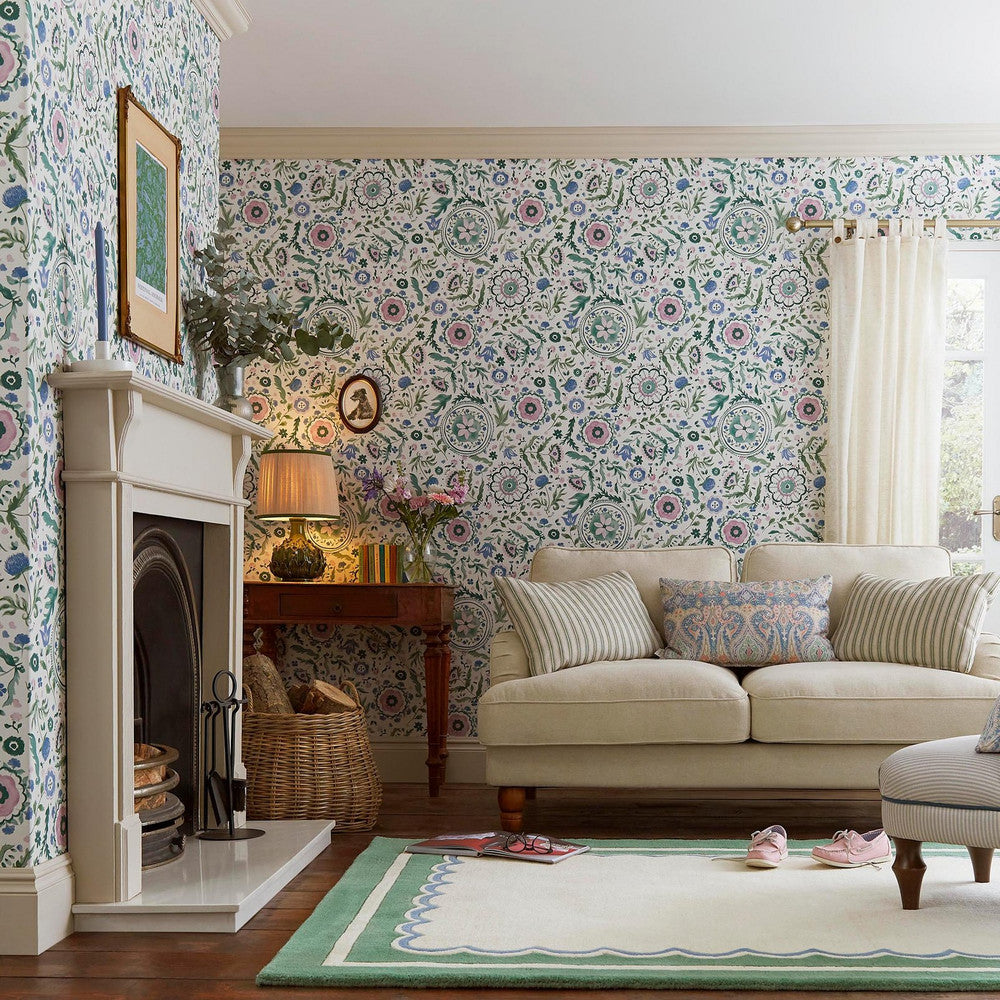 128959 - Festival Flowers Wallpaper - Cream - Joules