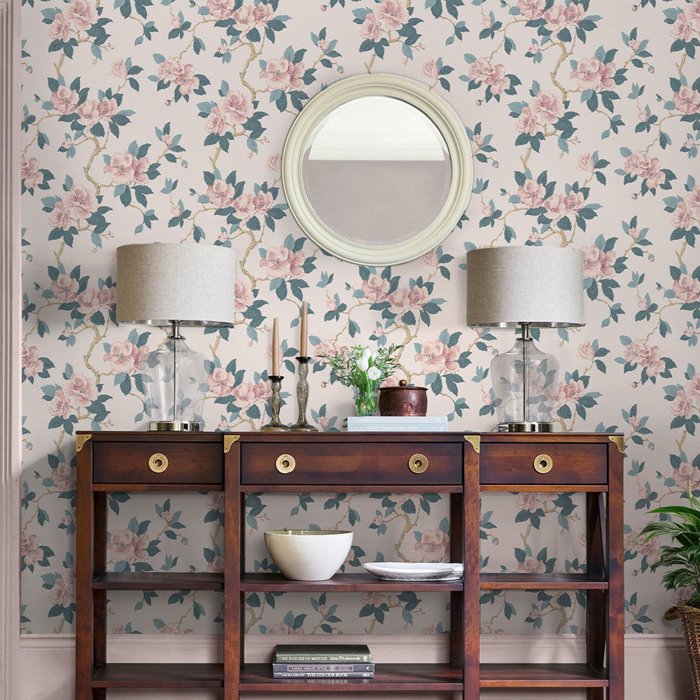 130096 - Maya Wallpaper - Linen - Laura Ashley