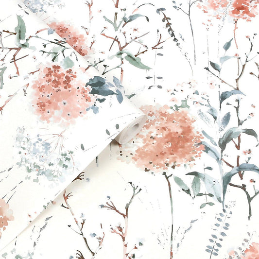 130104 - Pallington Bloom Wallpaper - Plaster Pink - Laura Ashley