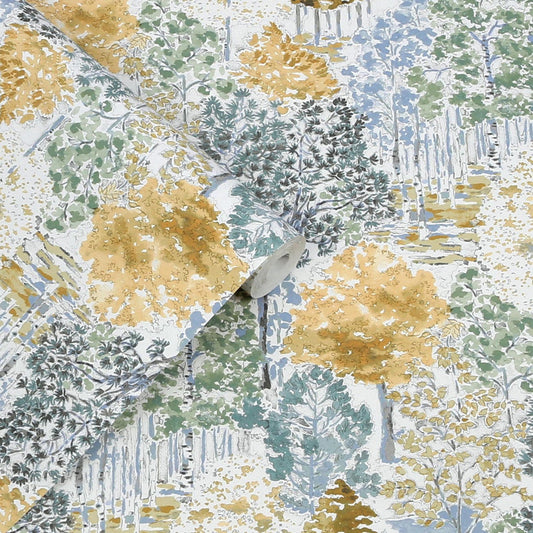 130153 - Bernwood Wallpaper - Ochre Yellow - Laura Ashley