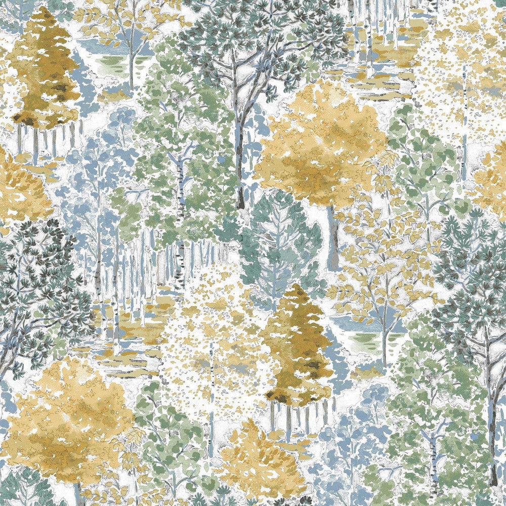 130153 - Bernwood Wallpaper - Ochre Yellow - Laura Ashley