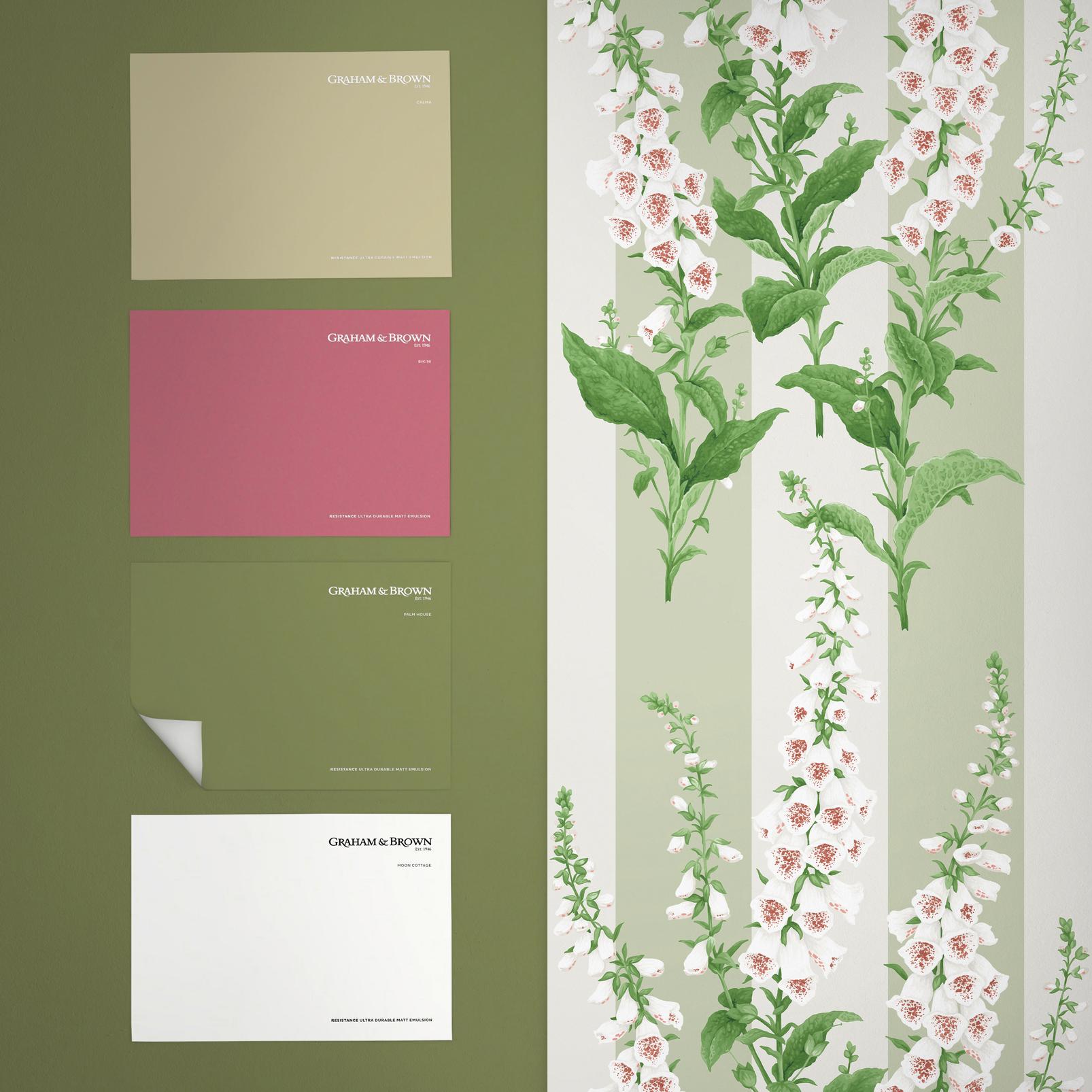 130309 - Floxglove Stripe Wallpaper - Sage - Graham & Brown