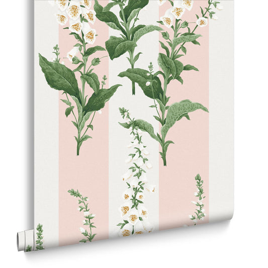 130310 - Foxglove Stripe Wallpaper - Powder - Graham & Brown