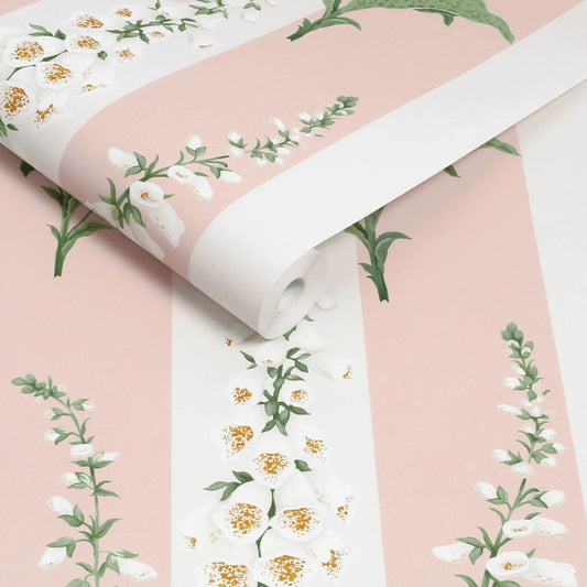 130310 - Foxglove Stripe Wallpaper - Powder - Graham & Brown