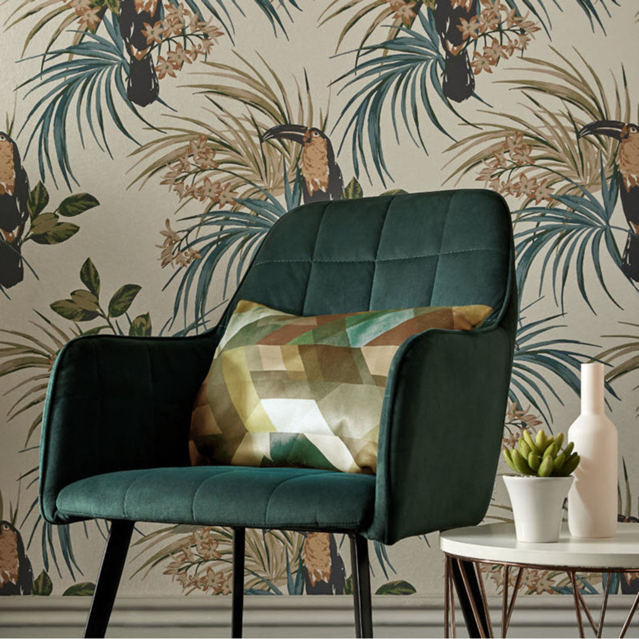 1907-135-03 - Le Toucan Wallpaper - Emerald - 1838 wallcoverings